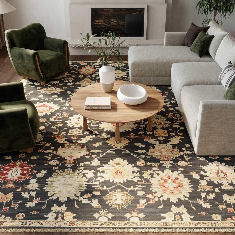 Nourison Antique Bloom Black 5'6" x 8'6" Area Rug, , large