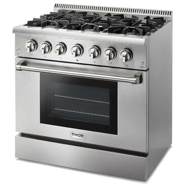 Thor Kitchen 36" Professional Dual Fuel Range with Liquid Propane in Stainless Steel, , large