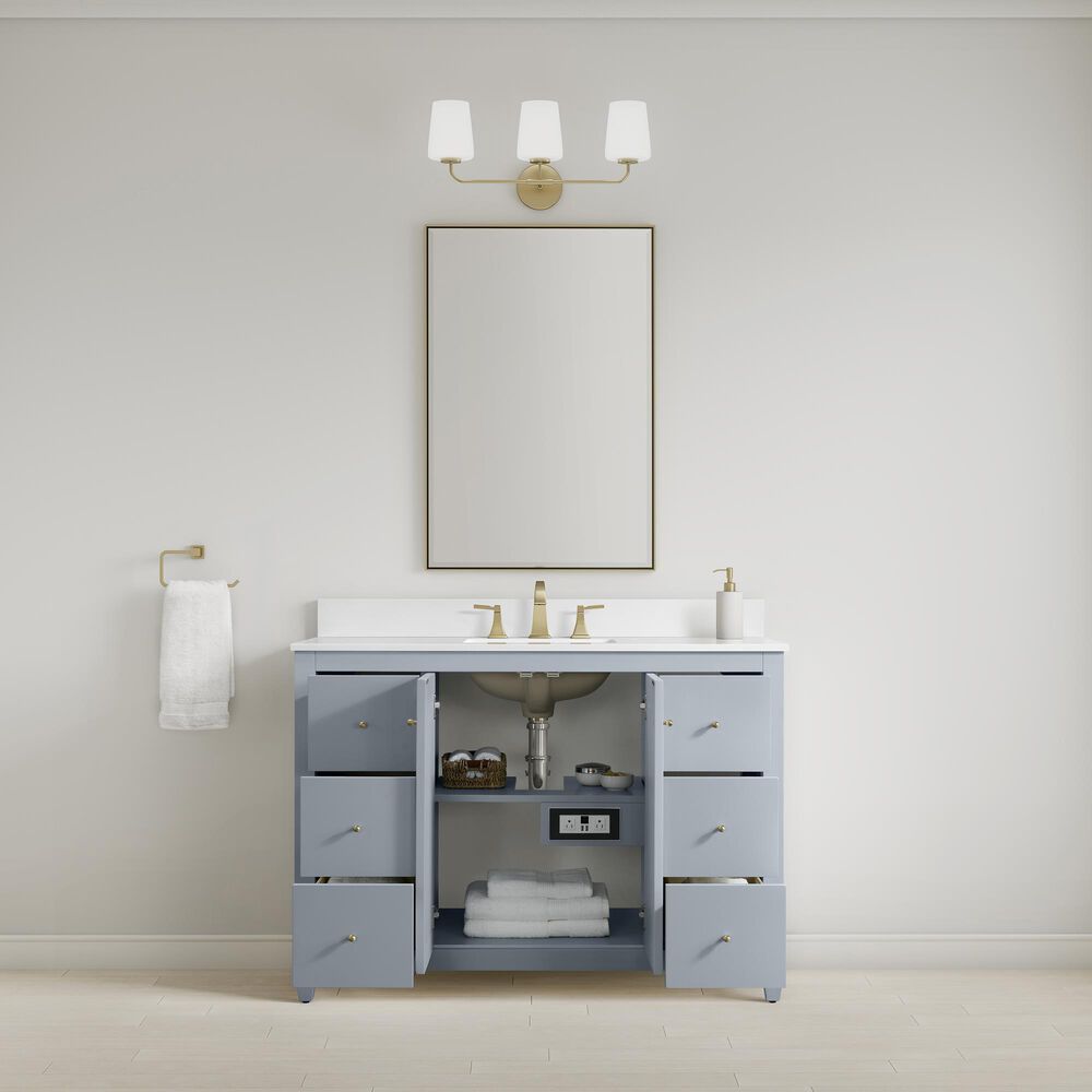 37B Claudine 48" Single Bathroom Vanity in Soft Blue with Glossy White Composite Stone Top and Backsplash, , large