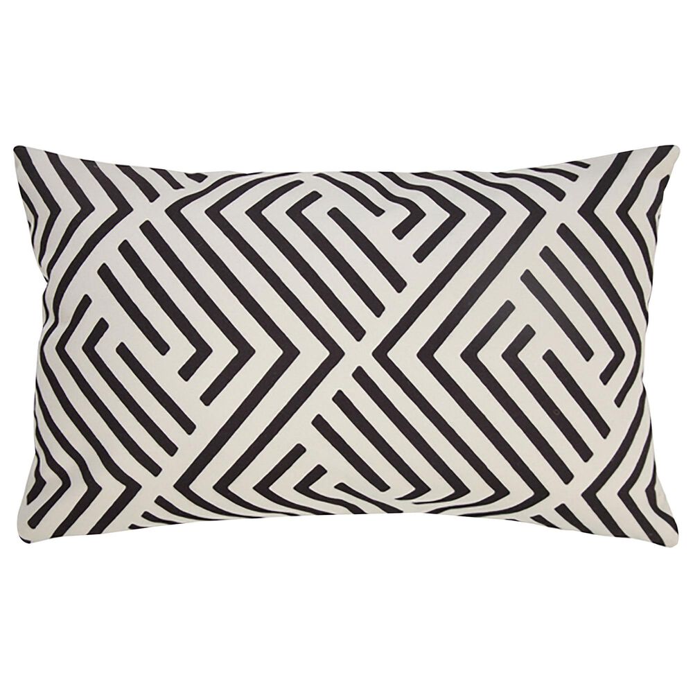 L.R. RESOURCES 14" x 20" Outdoor Pillow in White and Black, , large