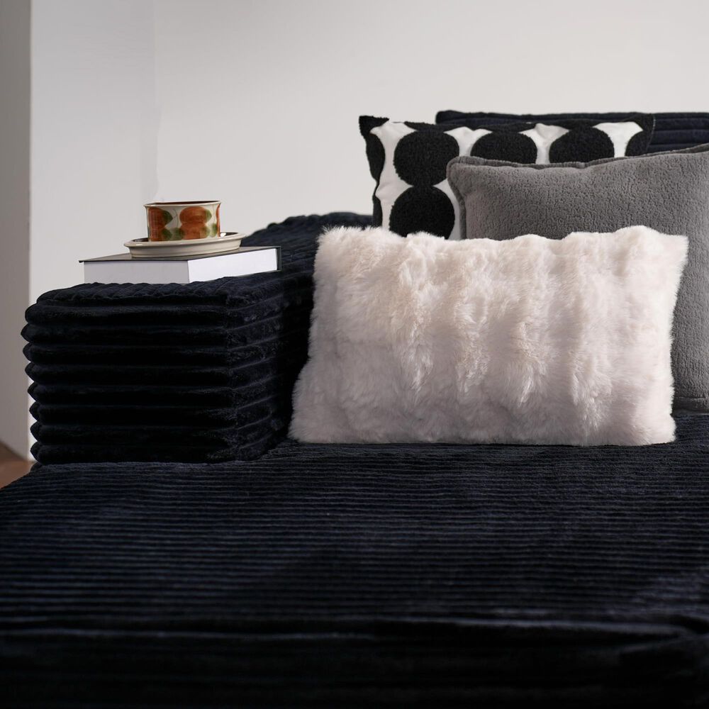 HOMLUX 104" Cloud Sectional Couch Upholstered Modular Sofa with Left L-Shape Chaise, Corduroy Fabric in Black, , large