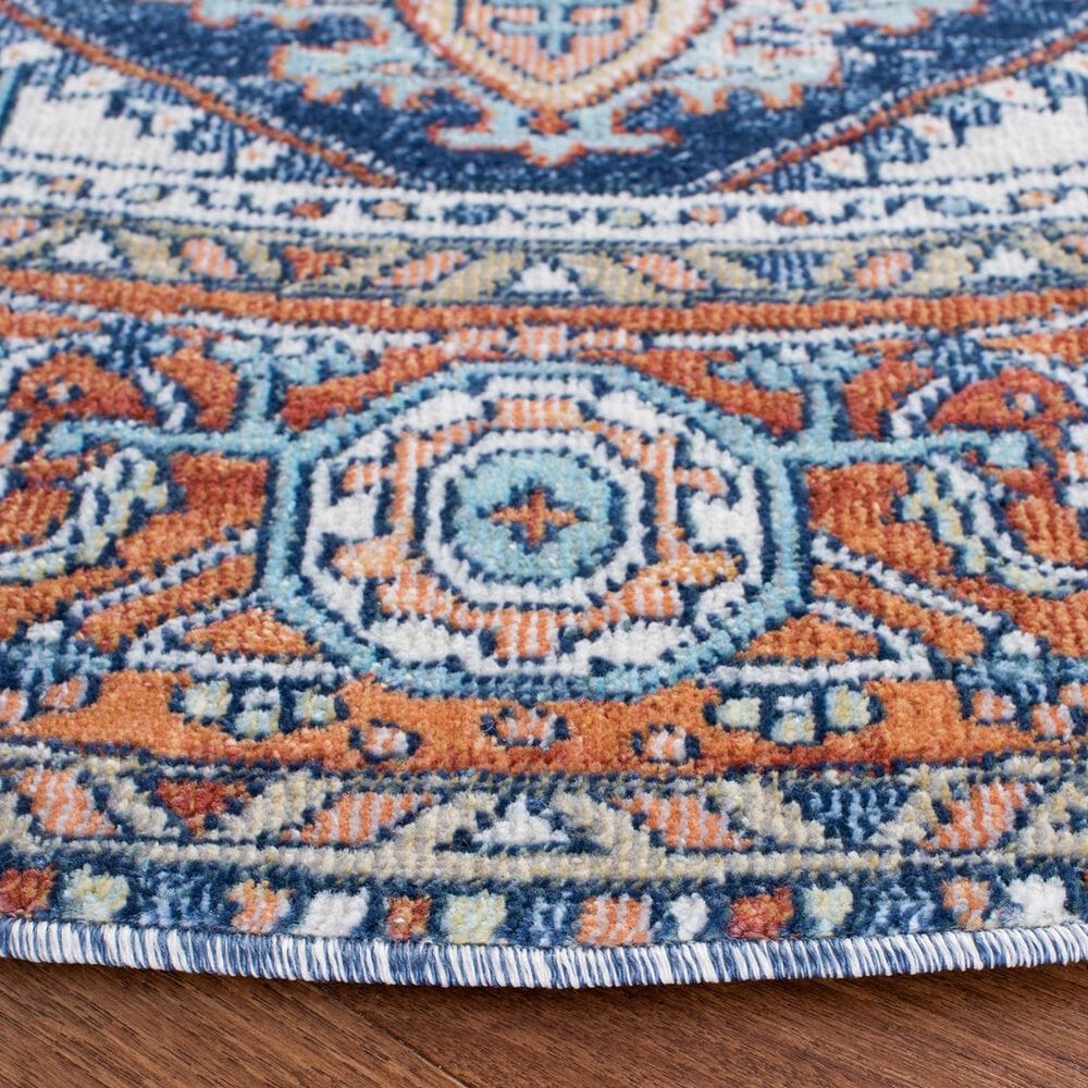 Safavieh Aria 6&#39;7&quot; Round Navy and Rust Area Rug, , large