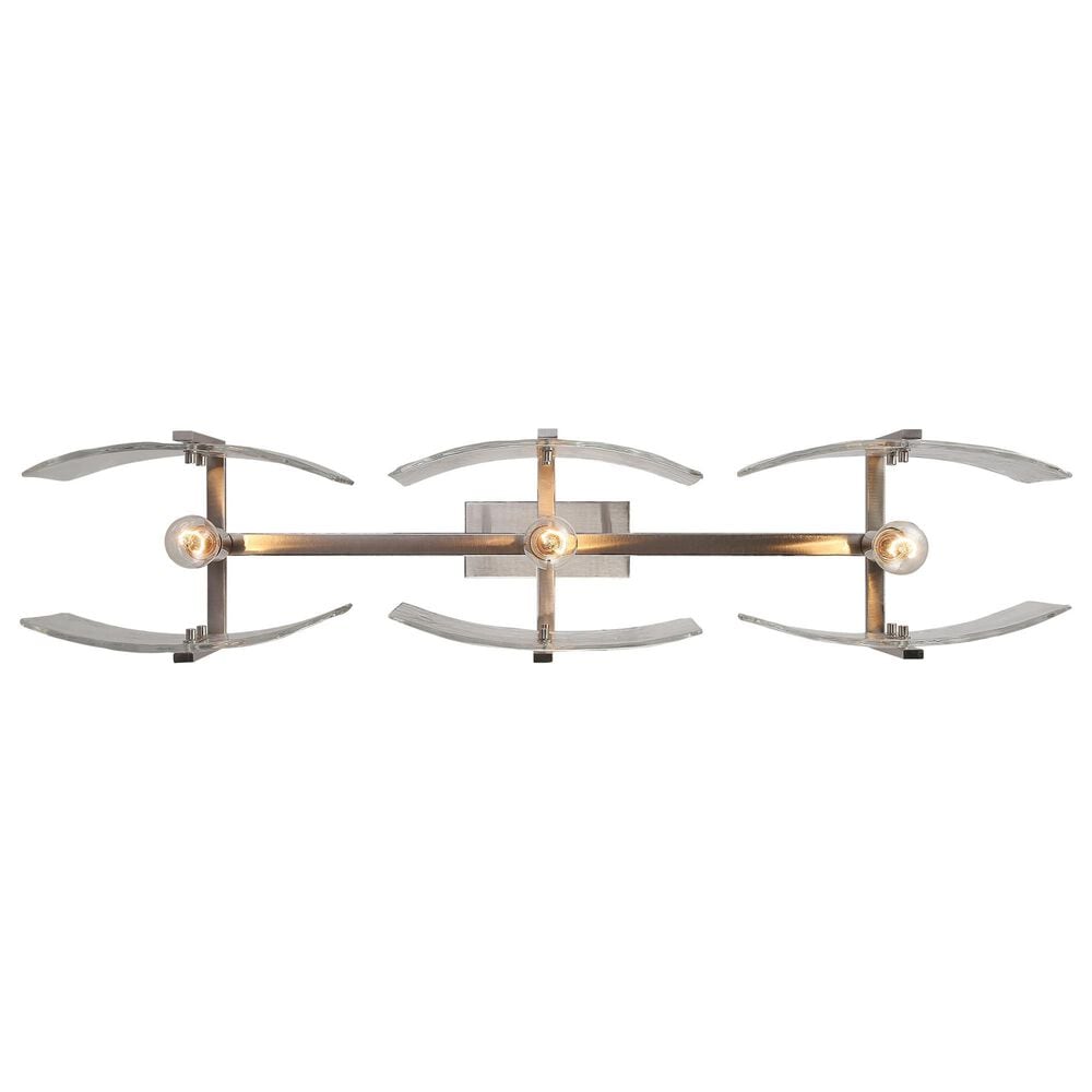 Golden Lighting Aenon 3-Light Wide Linear Pendant with Hammered Water Glass Shade in Pewter, , large