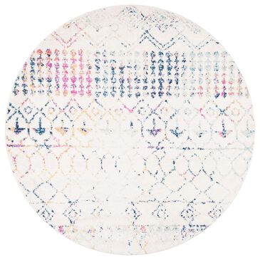 Safavieh Tulum 3" Round Ivory and Blue Area Rug, , large