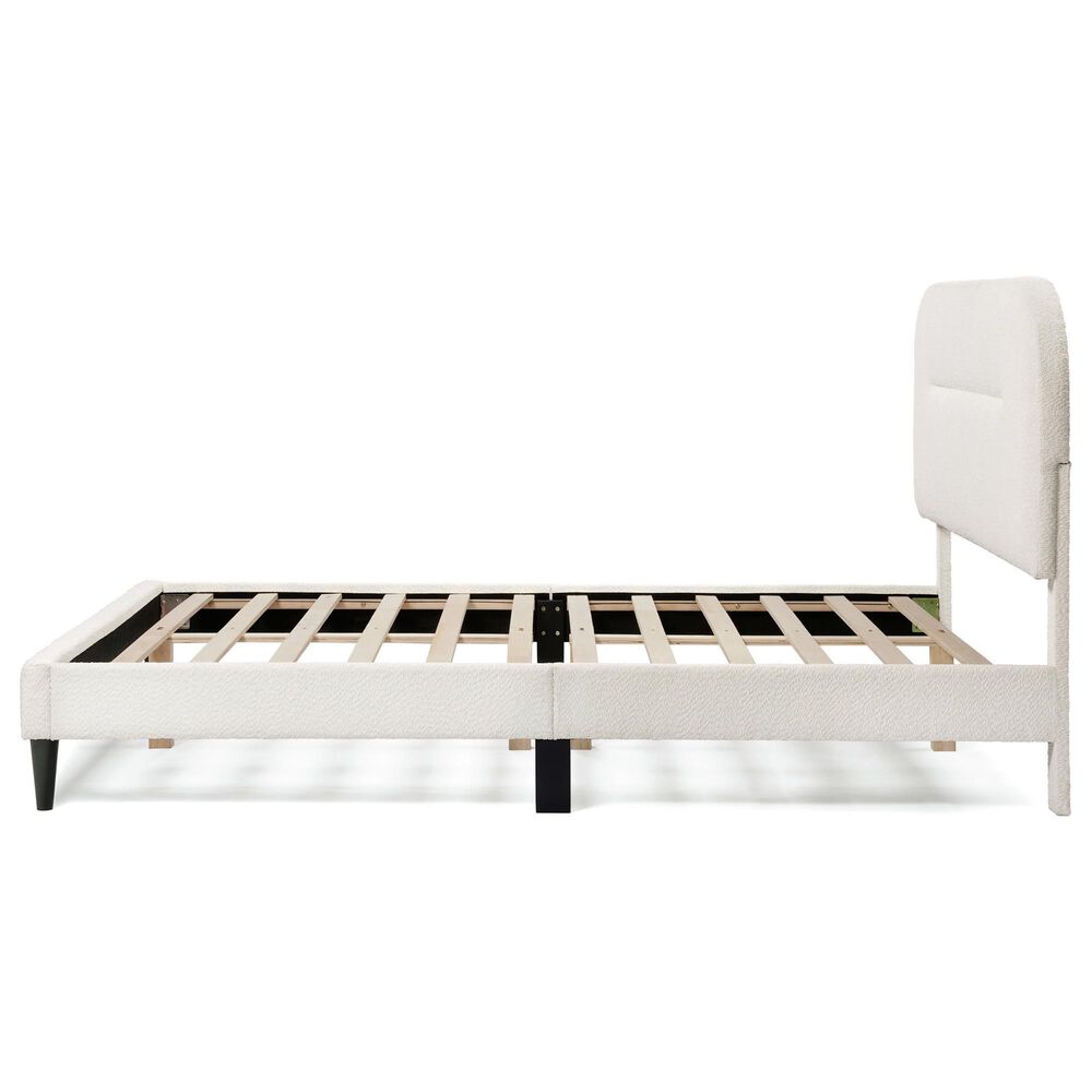 Furniture of America Gail Queen Upholstered Platform Bed with Rounded Headboard in White, , large