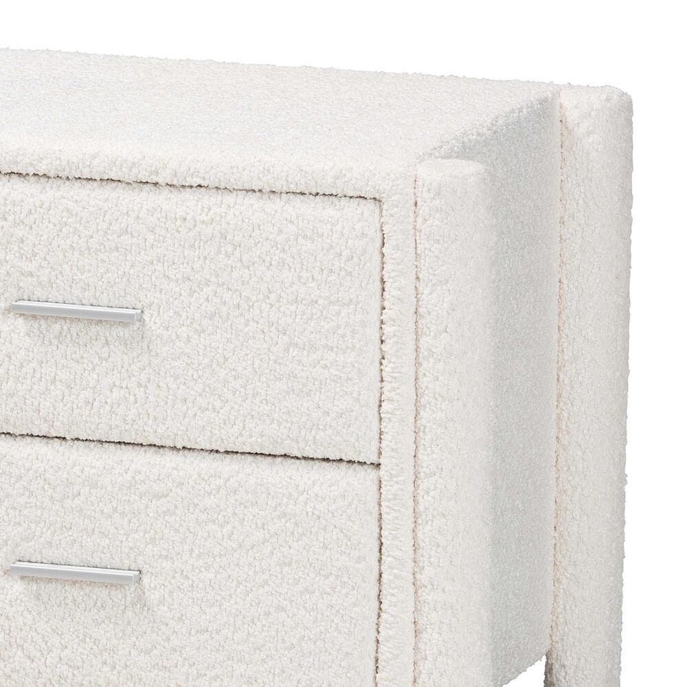 Baxton Studio Laria 2-Drawer Upholstered Nightstand in White, , large
