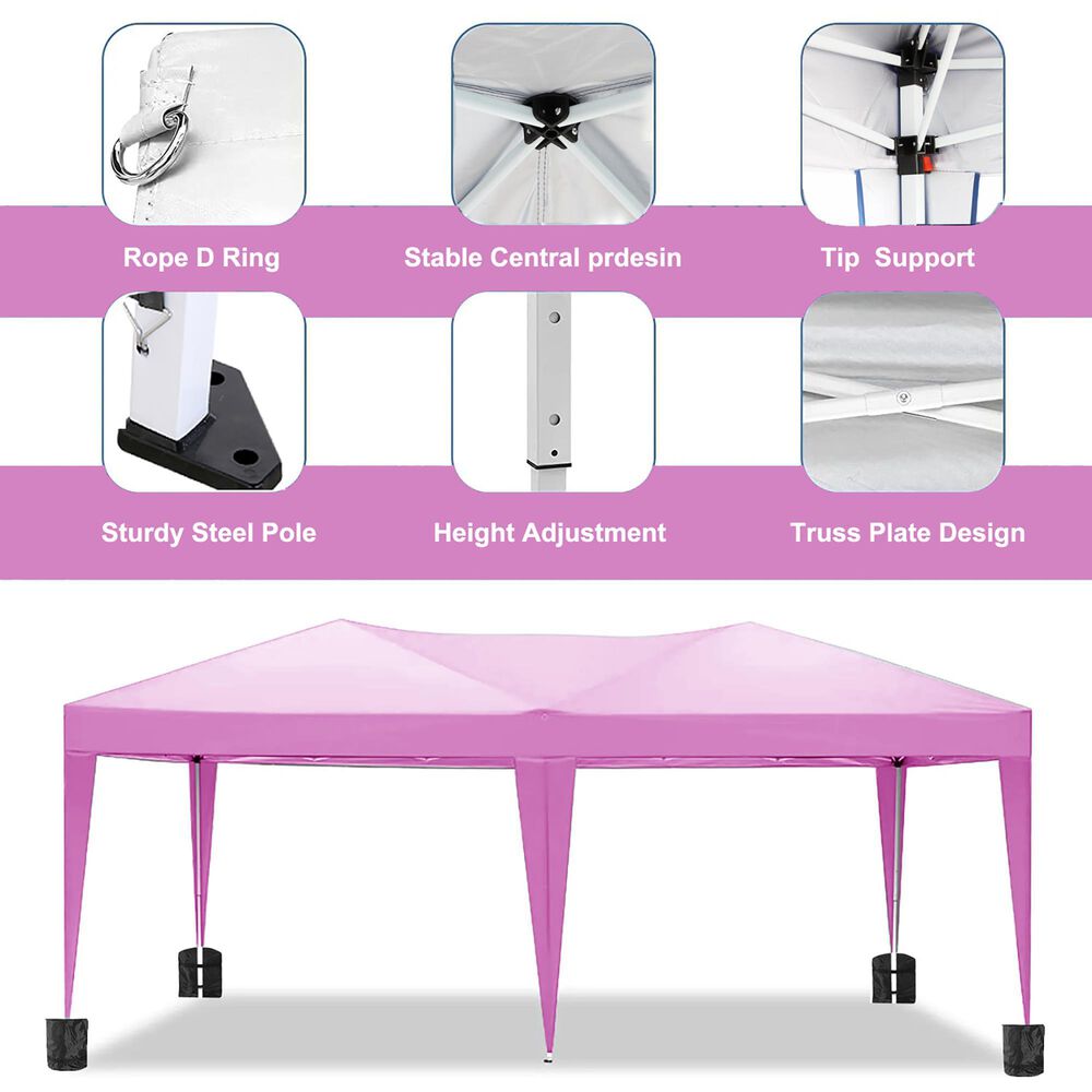 HOMLUX 10' x 20' Outdoor Pop Up Canopy Gazebo for Party in Pink, , large