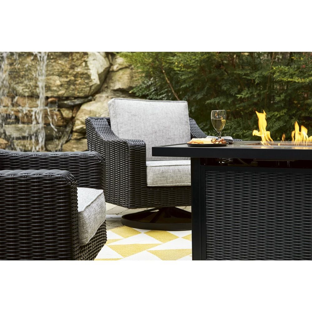 Ashley Beachcroft Rectangular Fire Pit Table in Black and Light Gray, , large