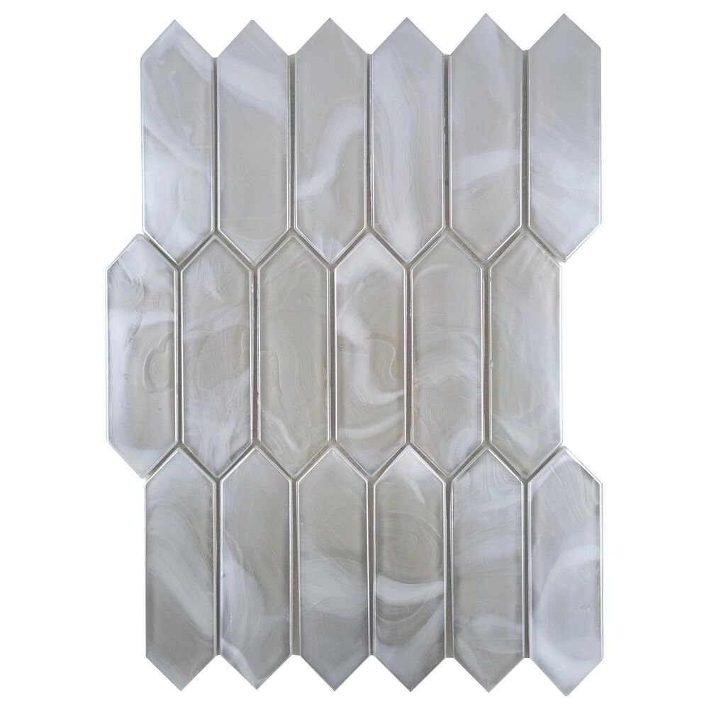 Emser Splash Silver 10" x 14" Picket Glass Mosaic Sheet, , large