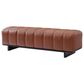 Hearth and Haven Faux Leather Dining Bench with Channel-Tufted Design in Brown, , large