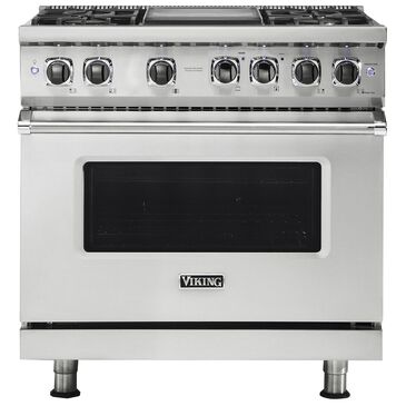 Viking Range 36" Freestanding Dual Fuel Range in Stainless Steel, , large