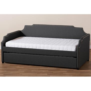Baxton Studio Ally Twin Daybed with Roll Out Trundle in Charcoal, , large