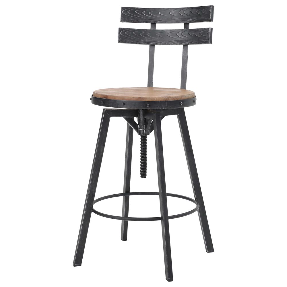 Noble House Alanis Swivel Barstool in Black and Brown, , large