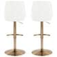 LumiSource Diana Adjustable Barstool with White Faux Leather Upholstery in Gold (Set of 2), , large
