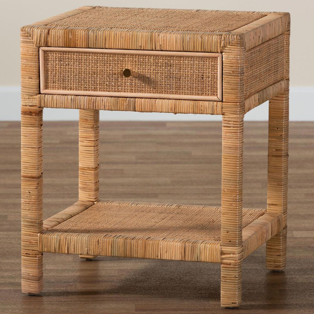 Baxton Studio Adelia 1-Drawer Nightstand in Natural Brown, , large