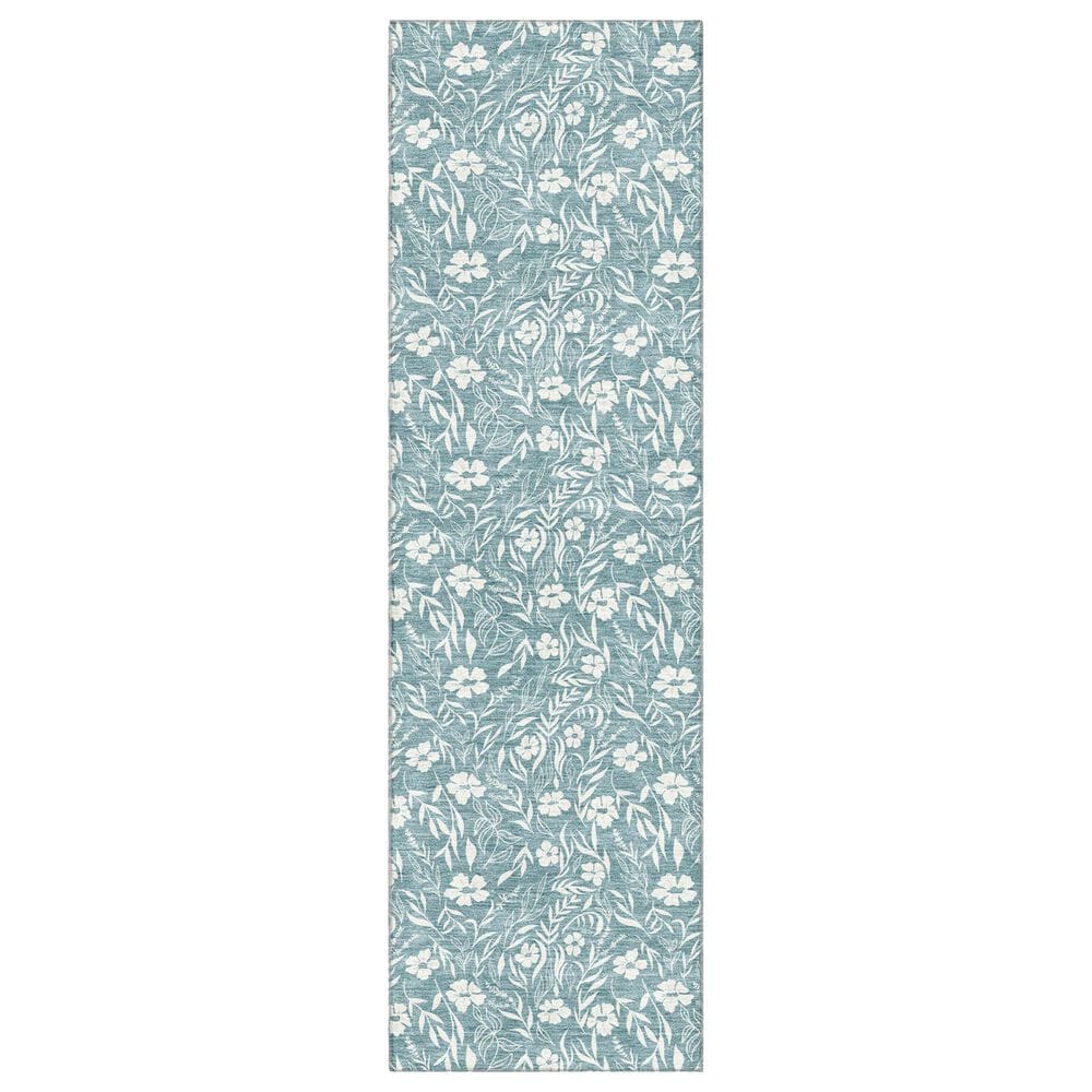Dalyn Rug Company Soft Essentials Floral Teal 2"3" x 7"6" Indoor/Outdoor Runner, , large