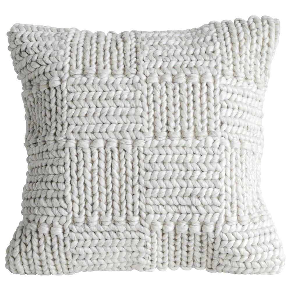 Teak Interiors Sanctuary 20" x 20" Knit Wool Pillow in Cream, , large