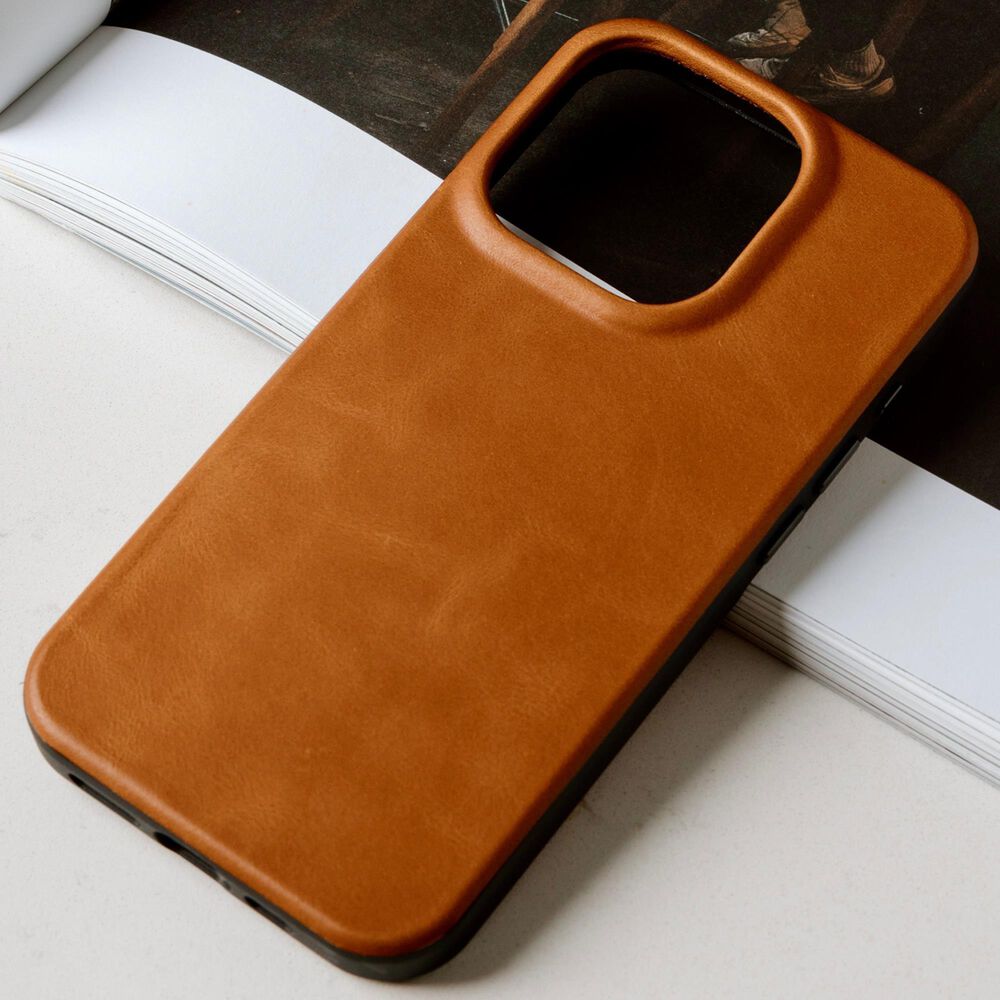 Bluebonnet Cases Minimalist Full-Grain Leather Case with MagSafe for iPhone 16 Pro in Saddle Tan, , large