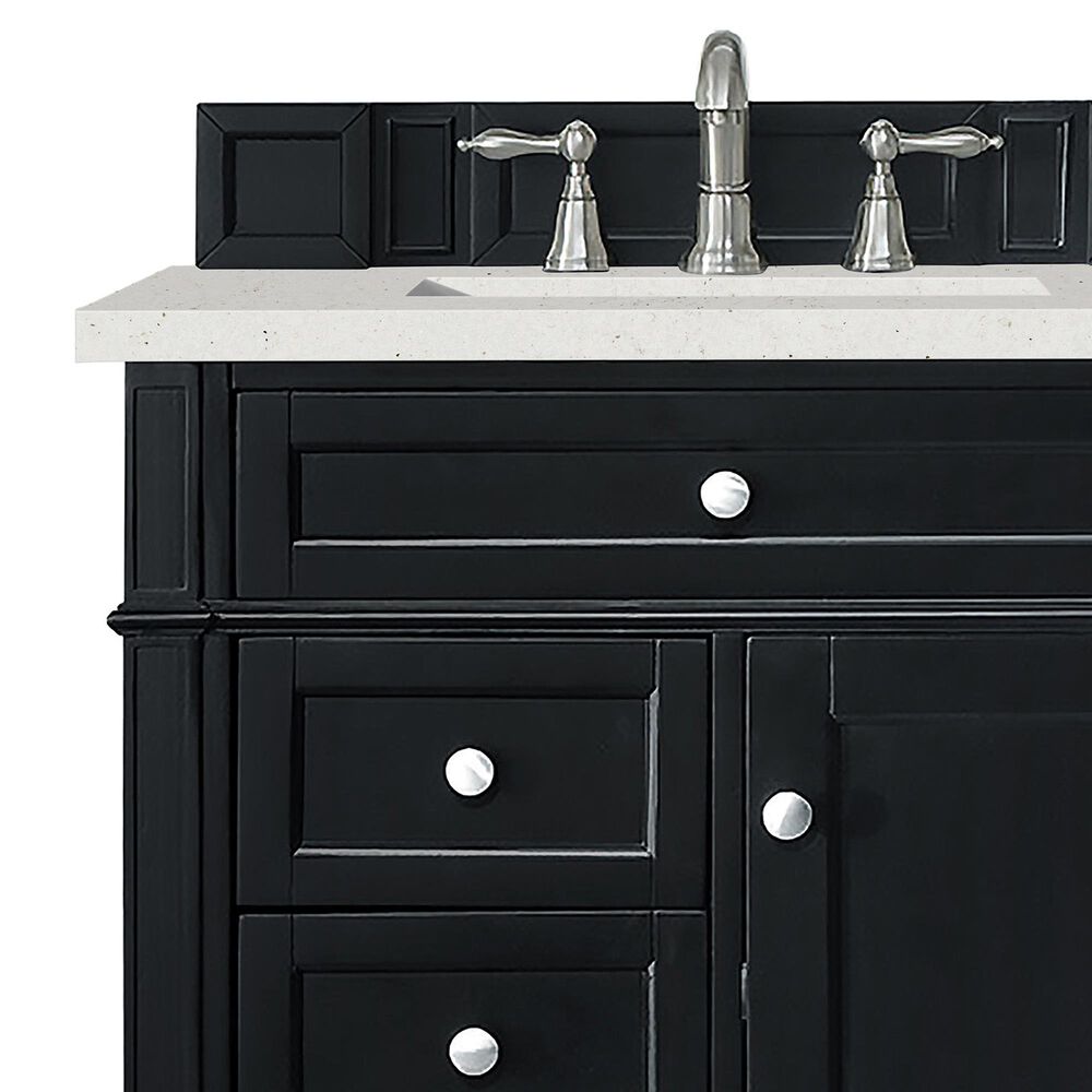 James Martin Vanities Brittany 30&quot; Single Bathroom Vanity in Black Onyx with 3 cm Lime Delight Quartz Top and Rectangular Sink, , large