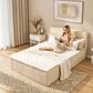 HOMLUX Plush Full Mattress with Beige Headboard, , large