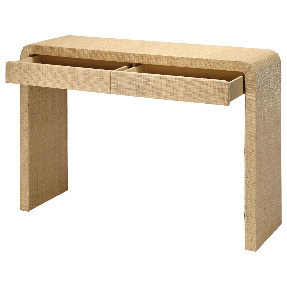 Splendor Living Hadley 2-Drawer Raffia Console Table in Natural, , large