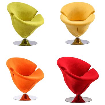 Dayton Tulip Swivel Chairs in Orange, Yellow, Green and Red Velvet (Set of 4), , large