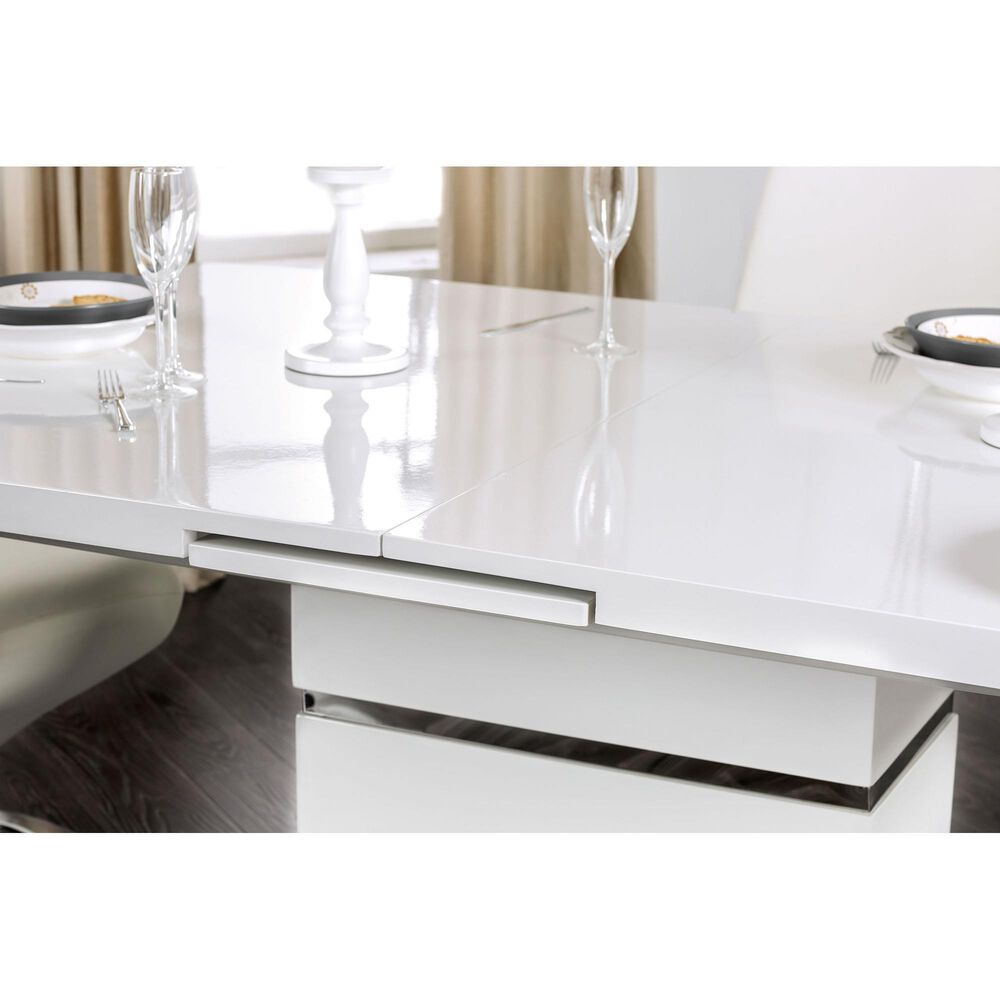 Furniture of America Carrasco Dining Table in White and Chrome, , large