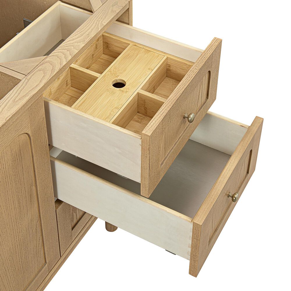James Martin Vanities Laurent 60&quot; Single Bathroom Vanity in Light Natural Oak with 3 cm Victorian Silver Quartz Top and Rectangular Sink, , large