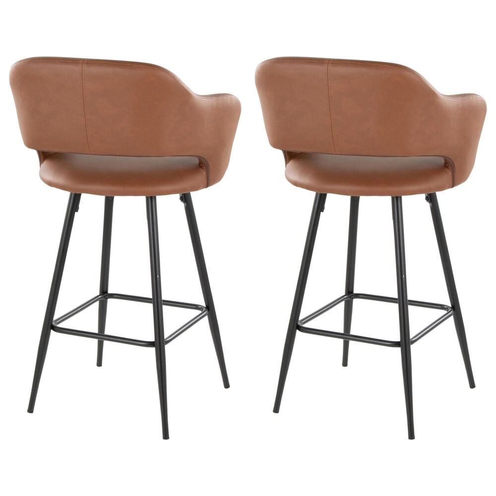 Lumisource Margarite Counter Stool with Brown Cushion in Black &#40;Set of 2&#41;, , large