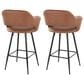 Lumisource Margarite Counter Stool with Brown Cushion in Black (Set of 2), , large