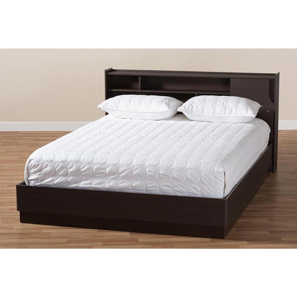 Baxton Studio Larsine Queen Storage Platform Bed in Wenge Brown, , large