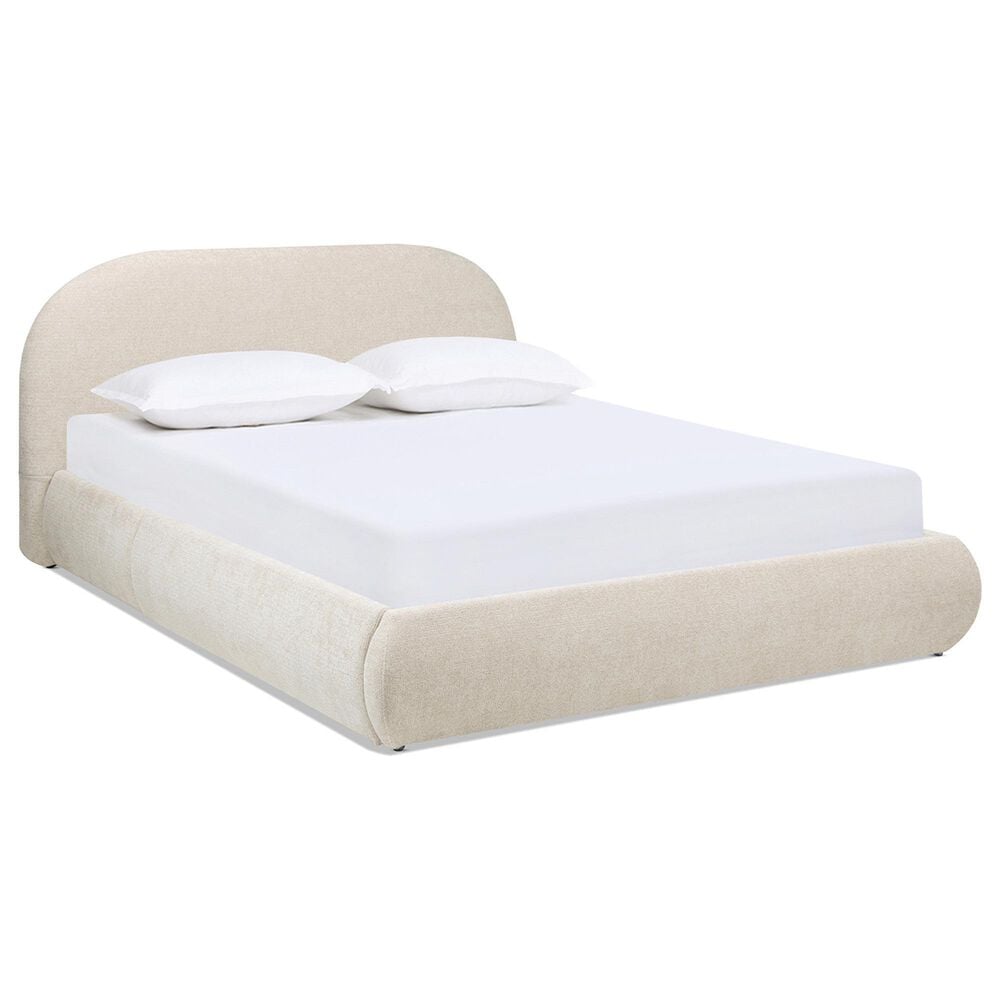 Jennifer Taylor Home Archie Puffy Grounded King Upholstered Platform Bed in Oatmeal Light Beige, , large