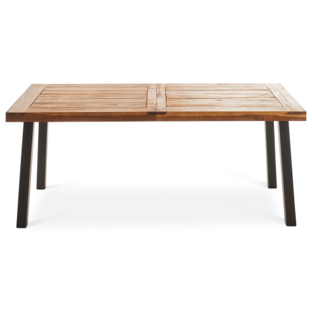 Hearth and Haven 7-Piece Outdoor Rectangular Dining Set with Cream Cushion in Teak, , large