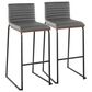 Lumisource Mason Mara Barstool with Grey Cushion in Black and Walnut (Set of 2), , large