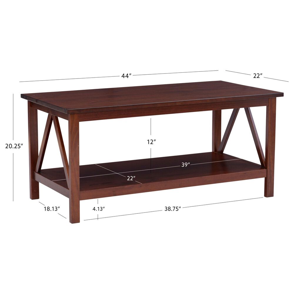 Linon Home Decor Trenton Coffee Table in Antique Tobacco, , large