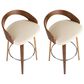 LumiSource Grotto 30" Bar Stool with Cream Upholstery in Walnut Wood and Chrome (Set of 2), , large
