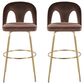 LumiSource Ava Swivel Bar Stool with Espresso Velvet Upholstery in Gold (Set of 2), , large