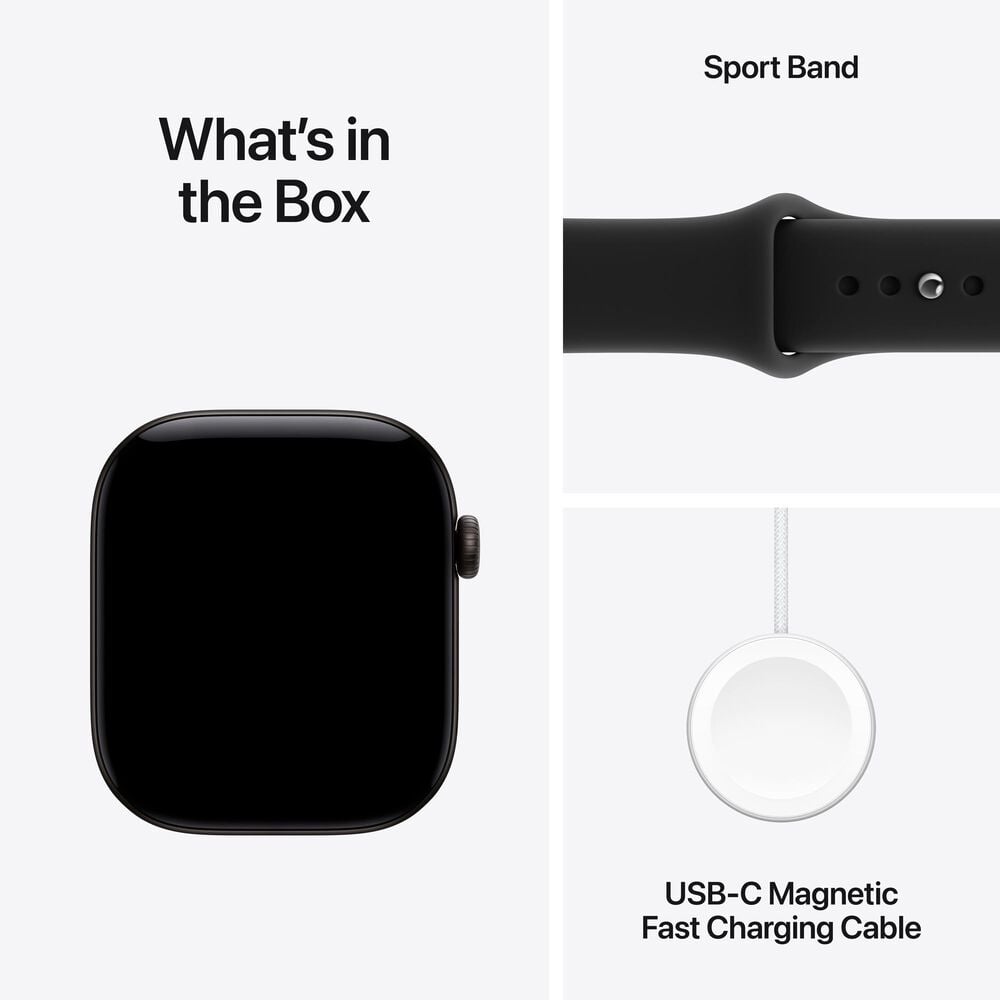 Apple Watch Series 12 (GPS) 46mm Black Aluminum Case with Black Sport Band - M/L, , large