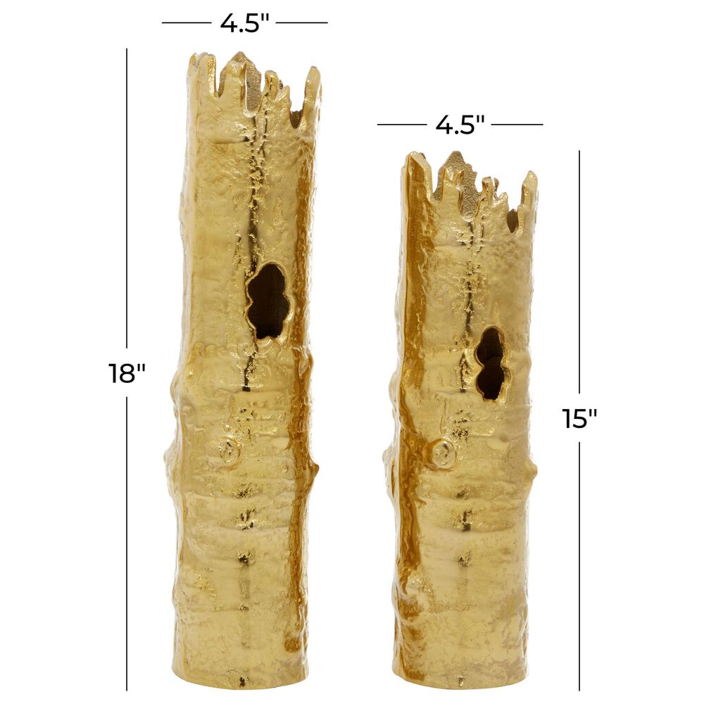 CosmoLiving by Cosmopolitan Bamboo-Shaped Vase in Gold &#40;Set of 2&#41;, , large