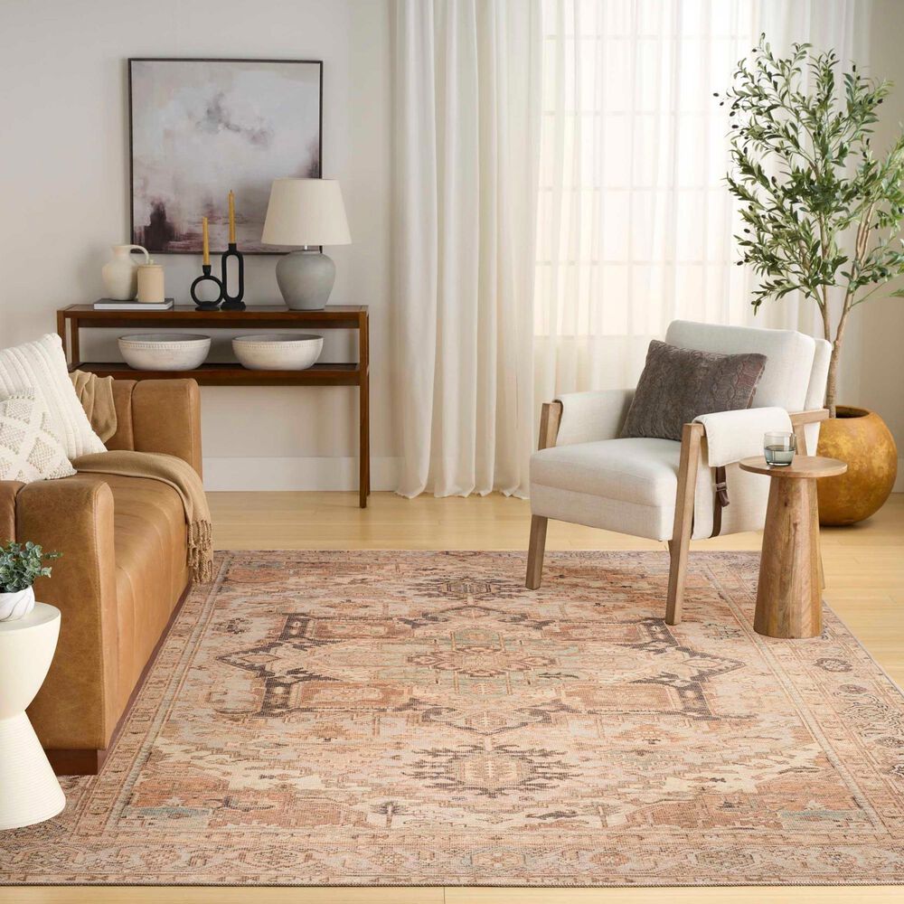 Nourison Vintage Washables Coral and Mint 4' x 6' Area Rug, , large