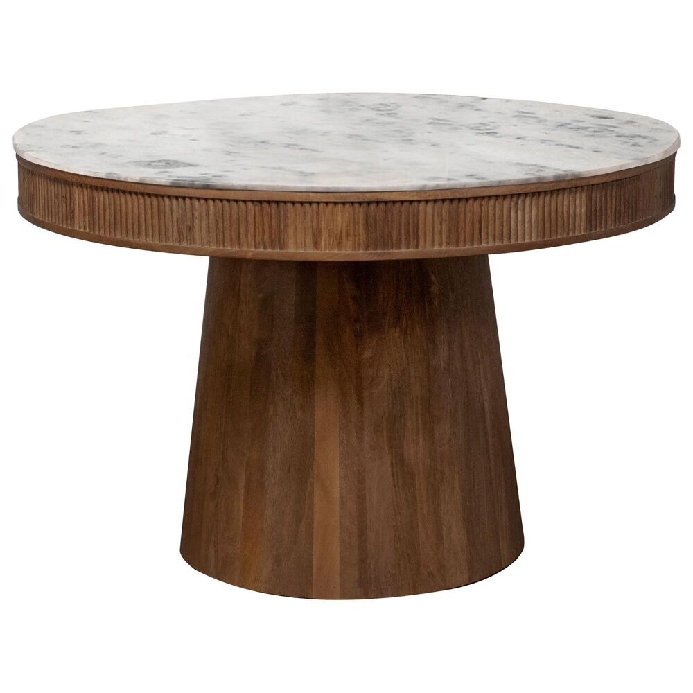Pacific Landing Ortega Pedestal Dining Table in Natural and White - Table Only, , large