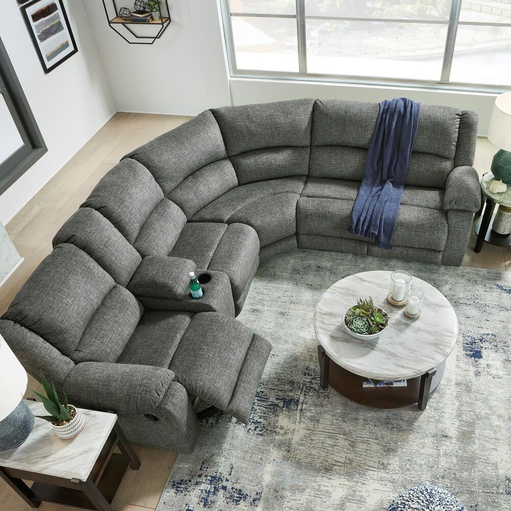 Signature Design by Ashley Goalie 6-Piece Manual Reclining Curved Sectional in Pewter, , large