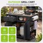 Hearth and Haven Outdoor Kitchen Island Cart with Extendable Stainless Steel Top and Adjustable Shelf in Black, , large