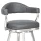 Blue River Amador 26" Counter Stool with Vintage Gray Cushion in Brushed Stainless Steel, , large