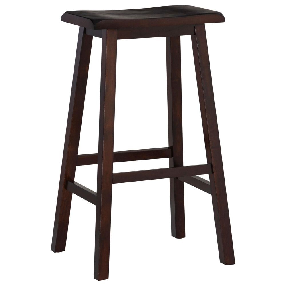 Linon Home Decor Saddle Bar Stool in Dark Brown, , large