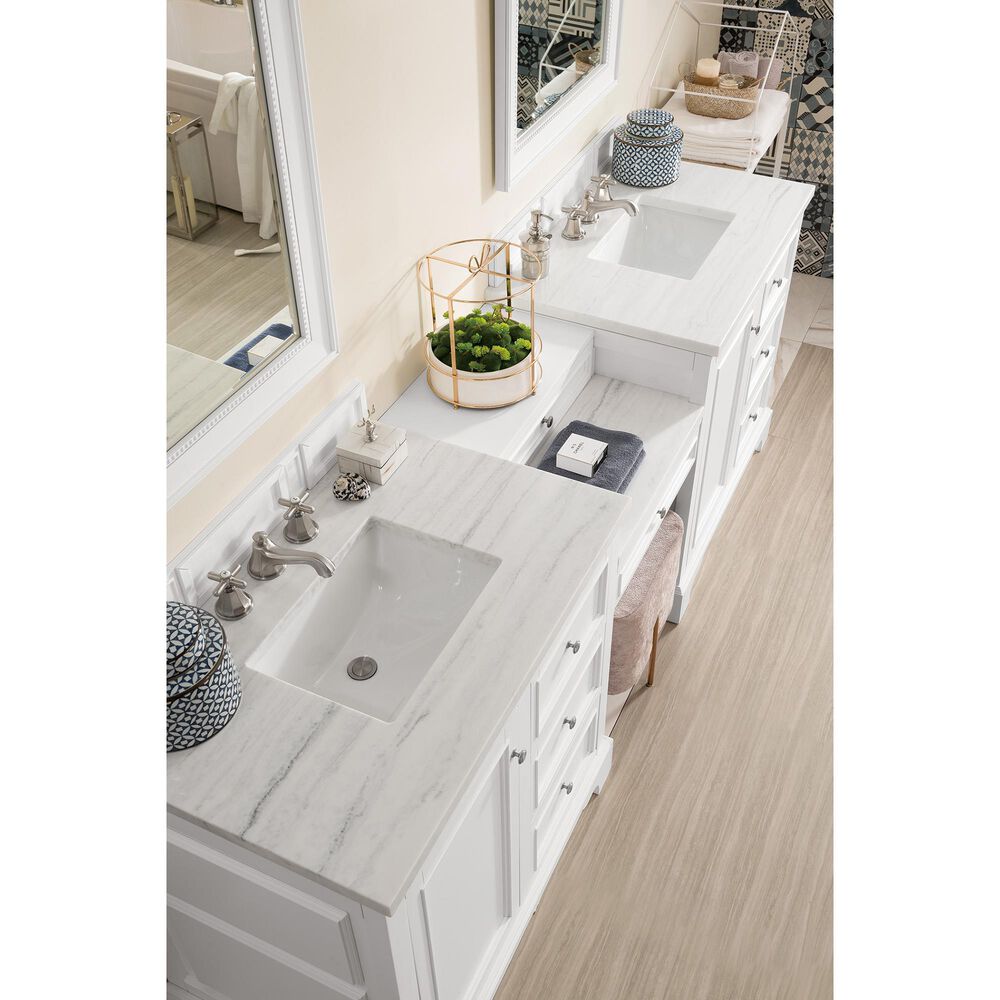 James Martin Vanities De Soto 94" Double Bathroom Vanity in Bright White with 3 cm Arctic Fall Solid Surface Top, , large