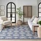 Nourison Aloha Damask 5"3" x 7"5" Blue Indoor/Outdoor Area Rug, , large