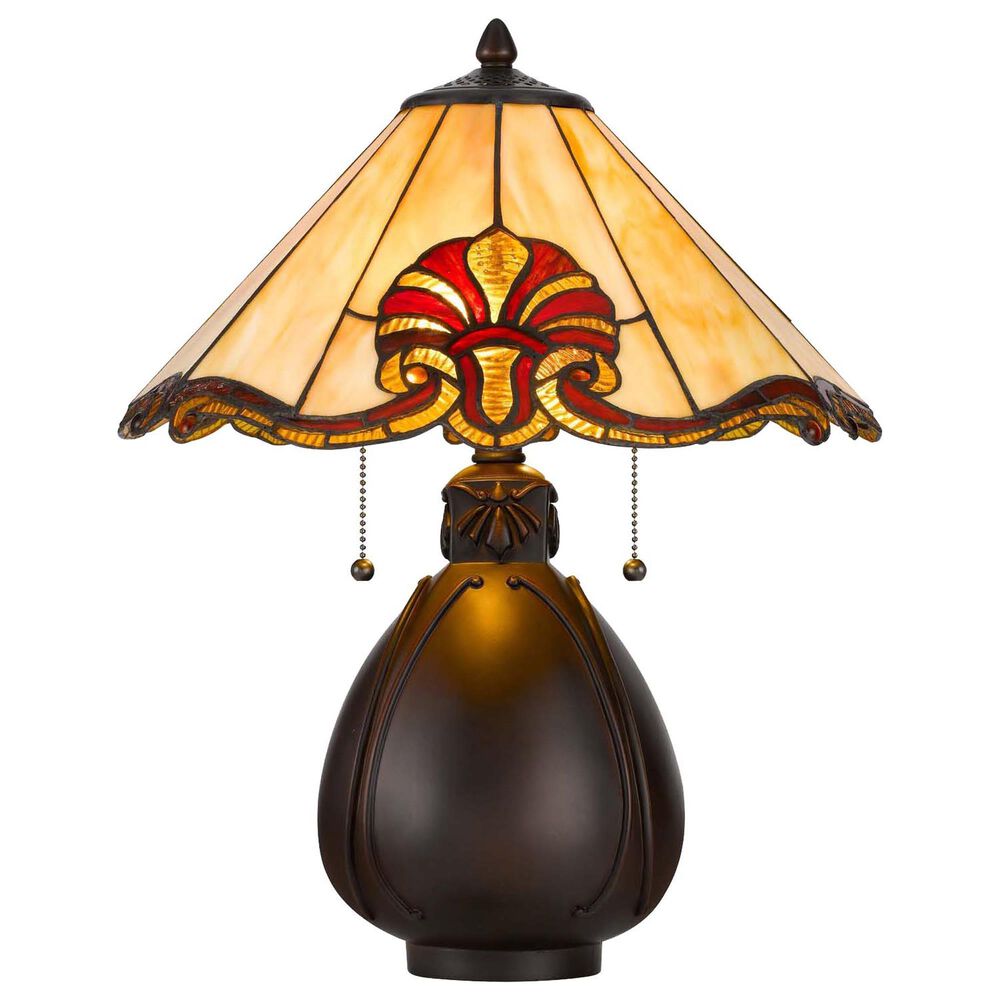 Cal Lighting Pagoda Tiffany Table Lamp in Dark Bronze, , large