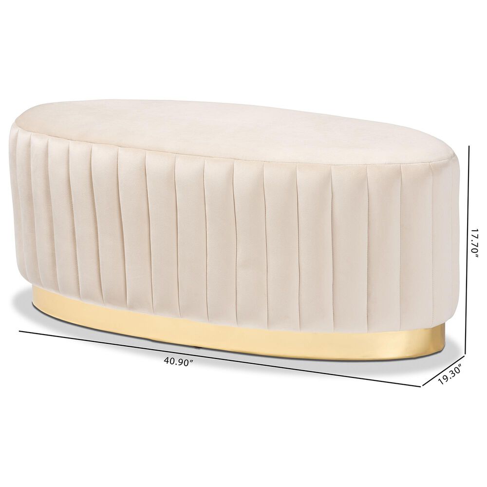 Baxton Studio Kirana Ottoman in Beige and Gold, , large
