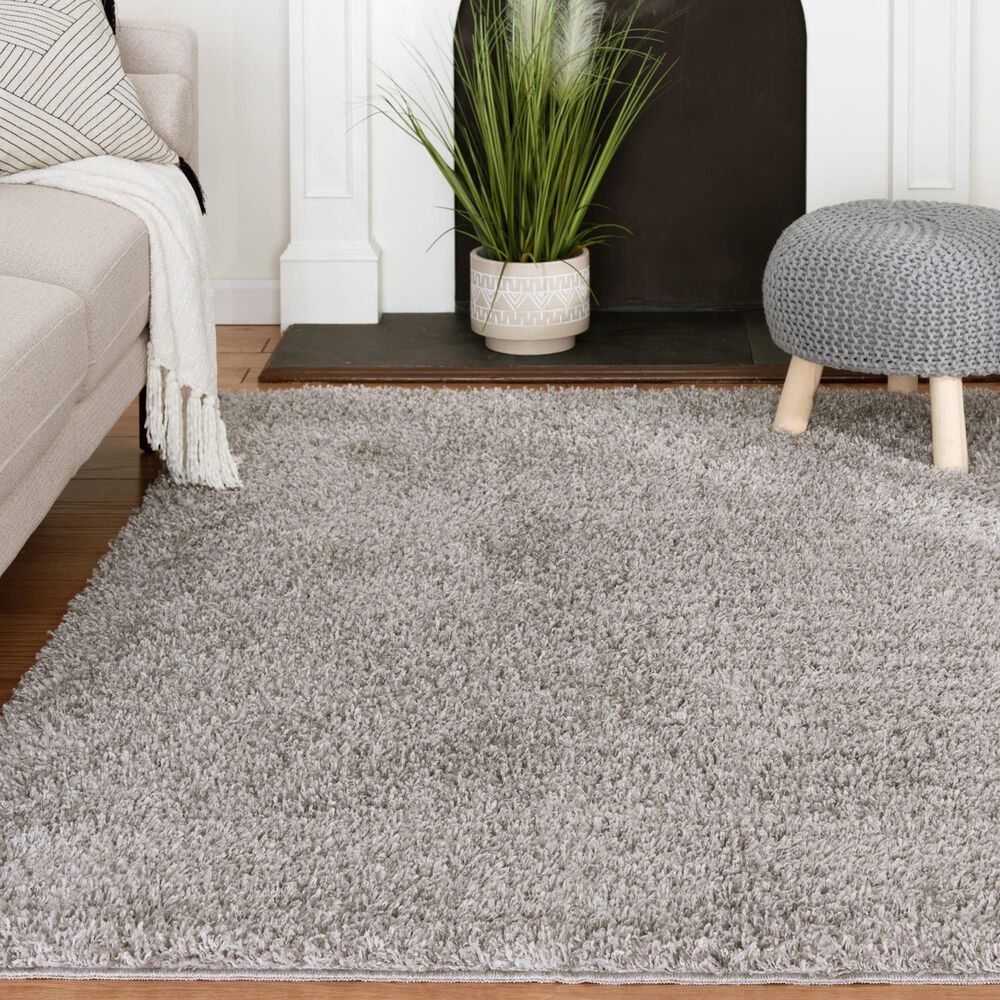 Central Oriental Geneva Shag 5&#39; x 7&#39; Zinc Area Rug, , large